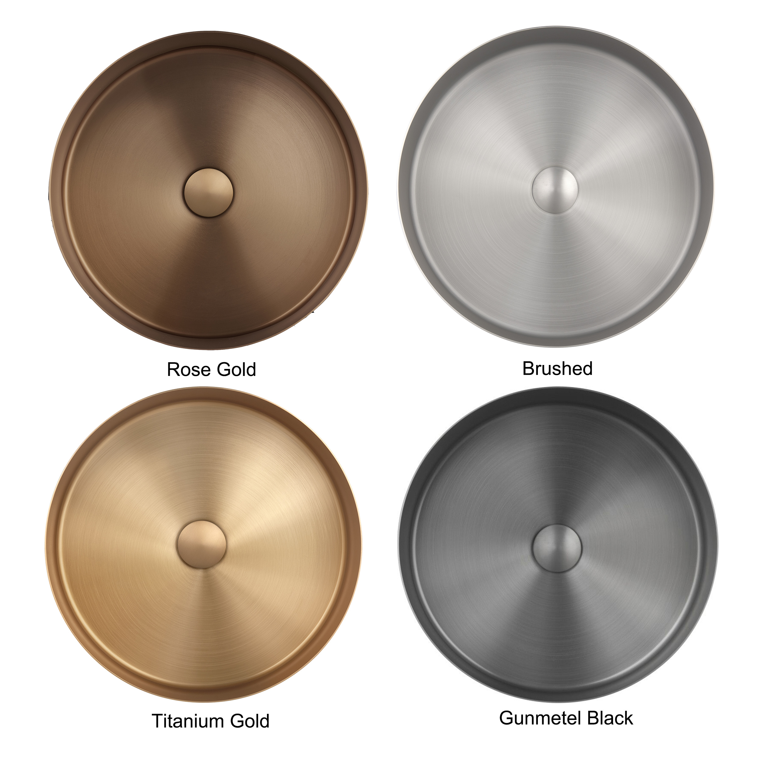 Modern Stainless Steel Bathroom Sink Above Counter Vessel Basin PVD Nano Coating 15.8" Round Sink With Drain