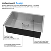 Aquacubic 32"x18" 18 Gauge 9 Inch Deep Stainless Steel Single Bowl Under Mount Kitchen Sink Basin with Accessories