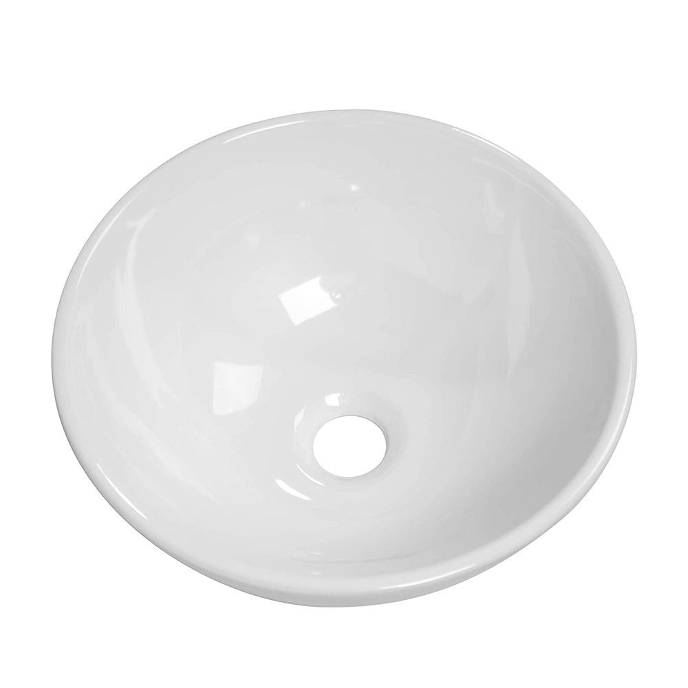 Aquacubic Modern Above Counter White Porcelain Ceramic Bathroom Oval Vessel Sink