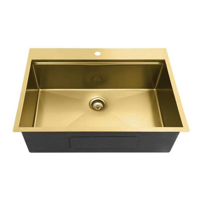 Gold Golden 304 Stainless Steel Nano Topmount Handmade Workstation Kitchen Sink