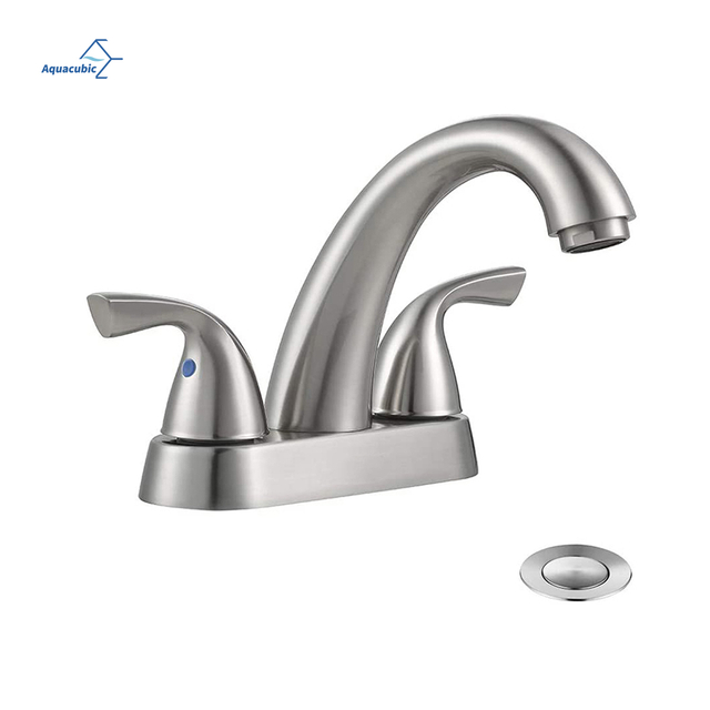 Lead-Free cUPC Lavatory Faucet Mixer Double Handle Tap Deck Mounted with Drain