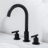 High Arc 8 Inch Widespread Matte Black Two Handle Solid Brass Bathroom Faucet