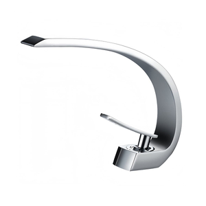 New Design Curved Solid Brass Bathroom Faucet Single Handle Vanity Sink Tap