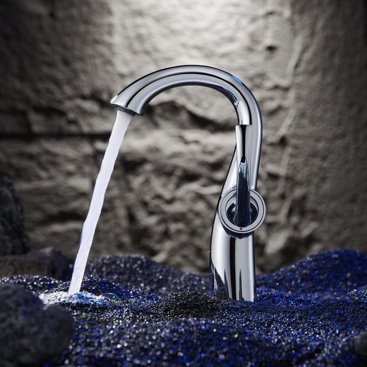 Unique Curve Twist Design Solid Brass High Arc Bathroom Basin Vanity Faucet for Commercial Bar Sink