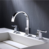 Two Handle Brass Bathroom Faucet Low Arc 3 Hole Vanity Basin Hot Cold Tap