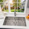 Handcrafted 304 Stainless Steel Single Bowl Kitchen Sink with Anti-Scratch Bottom Grid | Professional-Grade