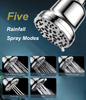 5 Inch High Pressure 5 Spray Modes Chlorine Heavy Metal Removal Bathroom Filtered Showerhead