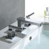 Two Handle Brass Bathroom Faucet Low Arc 3 Hole Vanity Basin Hot Cold Tap