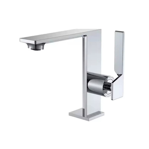 Deck Mounted Brass Bathroom Faucet Single Handle Hot Cold Lavatory Tap