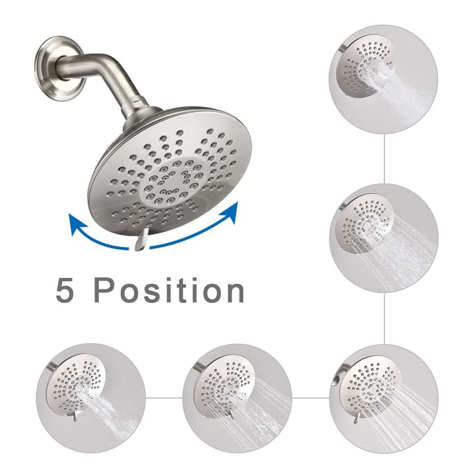 Wall Mounted 5-Spray Rain Shower System Complete Set with Bathtub Spout & Top Shower 