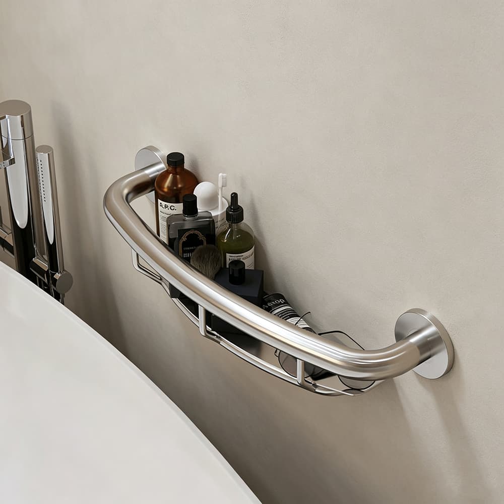 16" Wall Mount Grab Bar with Integrated Shelf, 500lb ADA | Compact Accessible Supplier