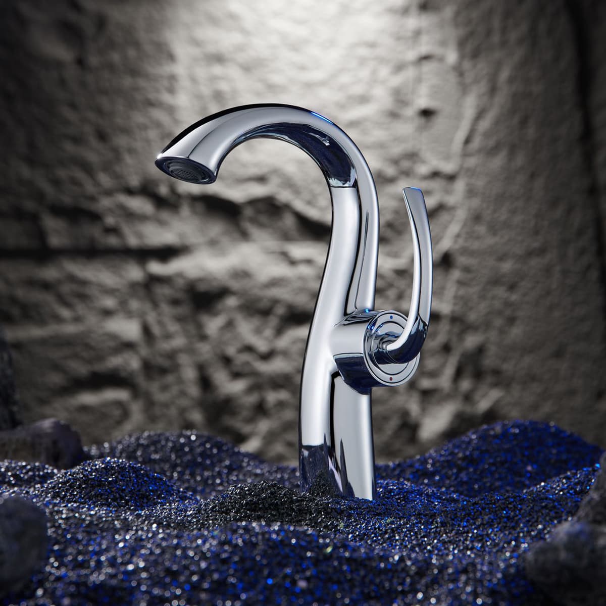 Unique Curve Twist Design Solid Brass High Arc Bathroom Basin Vanity Faucet for Commercial Bar Sink