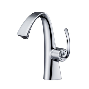 Modern Single Handle Solid Brass High Arc Basin Bathroom Vanity Faucet