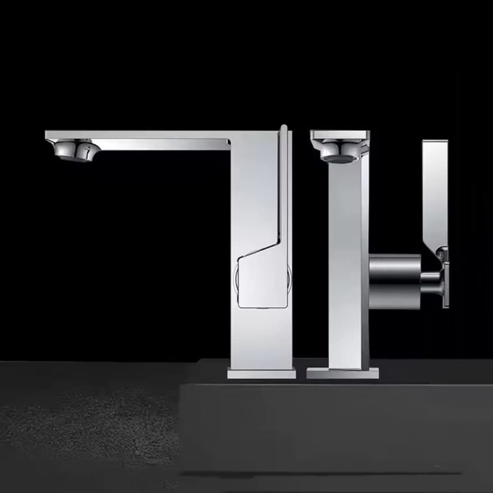 Deck Mounted Brass Bathroom Faucet Single Handle Hot Cold Lavatory Tap