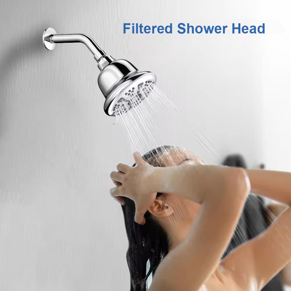 5 Inch High Pressure 5 Spray Modes Chlorine Heavy Metal Removal Bathroom Filtered Showerhead