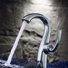 Unique Curve Twist Design Solid Brass High Arc Bathroom Basin Vanity Faucet for Commercial Bar Sink