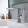 Deck Mounted Brass Bathroom Faucet Single Handle Hot Cold Lavatory Tap