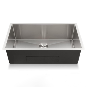 Handcrafted 304 Stainless Steel Single Bowl Kitchen Sink with Anti-Scratch Bottom Grid | Professional-Grade