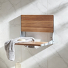 Wall Mount Folding Shower Seat, Teak Wood & Aluminum, 400lb ADA | Senior Care Project Supplier